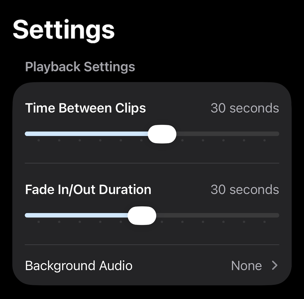 Sleep Train playback settings