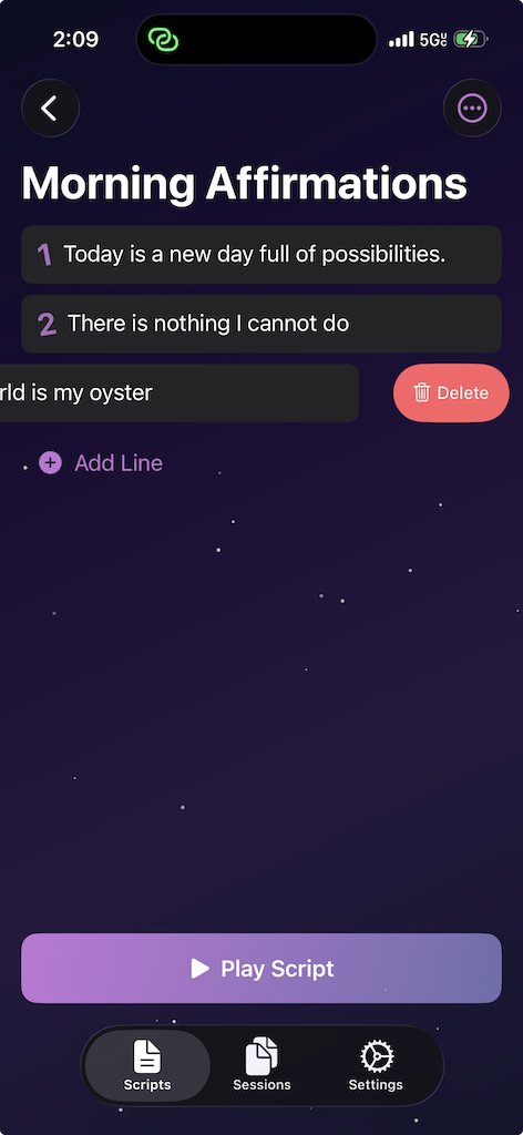Sleep Train script editor